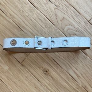 MICHAEL Michael Kors White Belt with Silver Accents